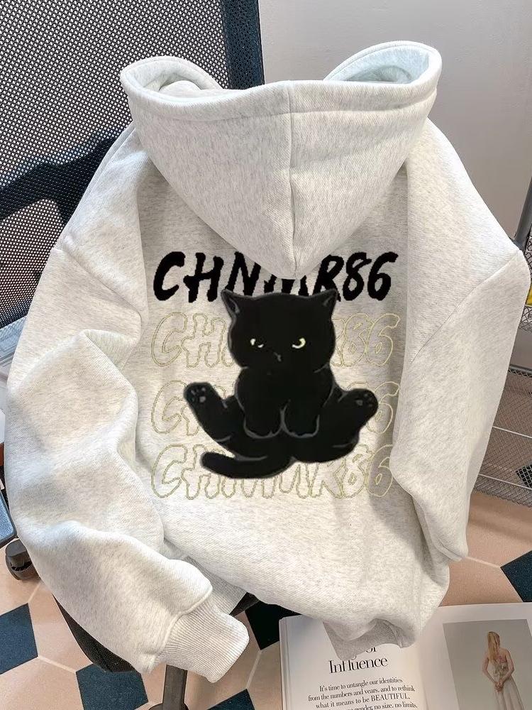 Men’s Trendy Letter Print Loose Fit Hooded Sweatshirt, Autumn/Winter 2025 Hong Kong Style, Versatile for Couples