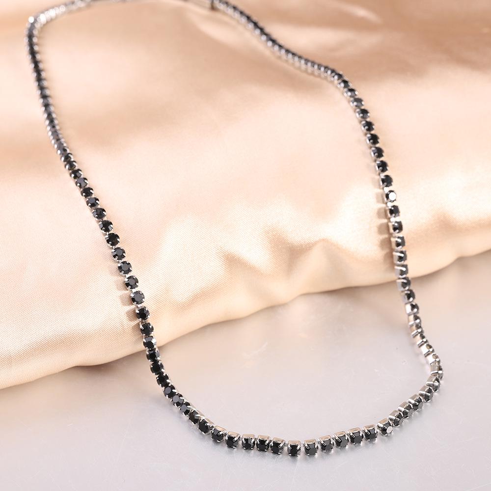 Simple 4MM Zirconia Adjustable Detachable Necklace чёрный