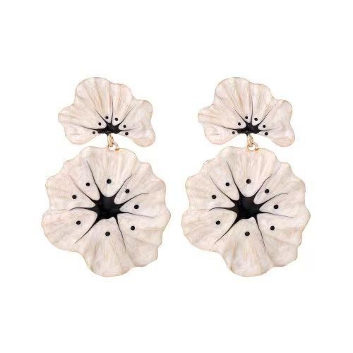 Retro old drip glaze flower stud earrings exaggerated temperament high-end earrings niche design medieval vintage earrings