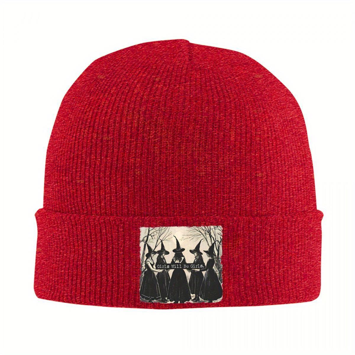 Girl Will Be Girls Funny Witch Halloween Gift For Women Hat Autumn Winter Beanies Street Cap Unisex Bonnet