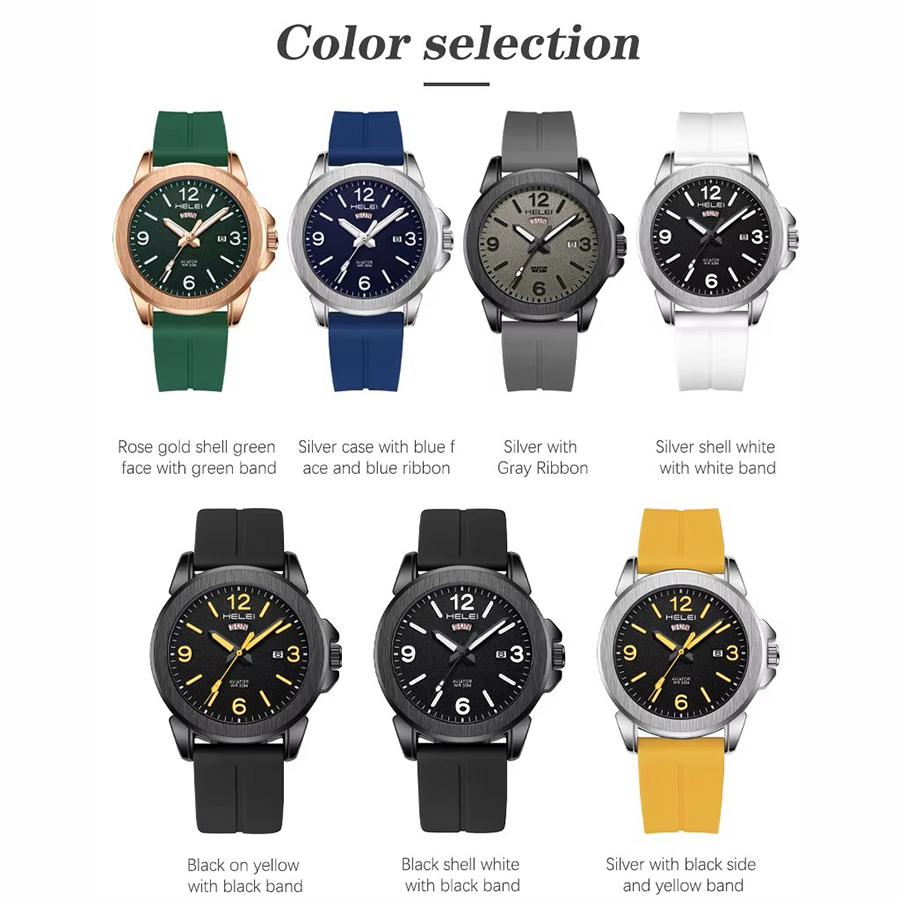 Mens Quartz Watch Magnetic Silicone Strap Luminous Hands Day Date Waterproof Wristwatches