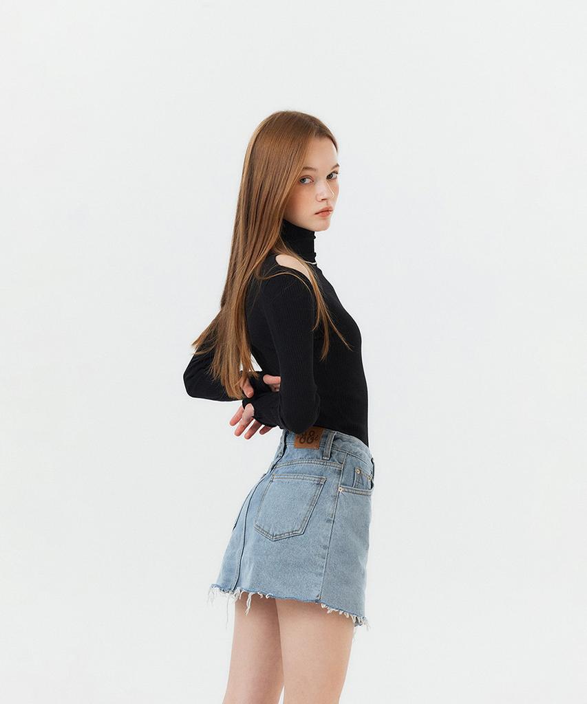 Potipo [W] Damaged Cut Denim Short Skirt