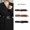 Women's Black Leather Two-Way Belt: High-End, Fashionable Dress Accessory with Wide Waist Seal and Suit Jacket Pairing.