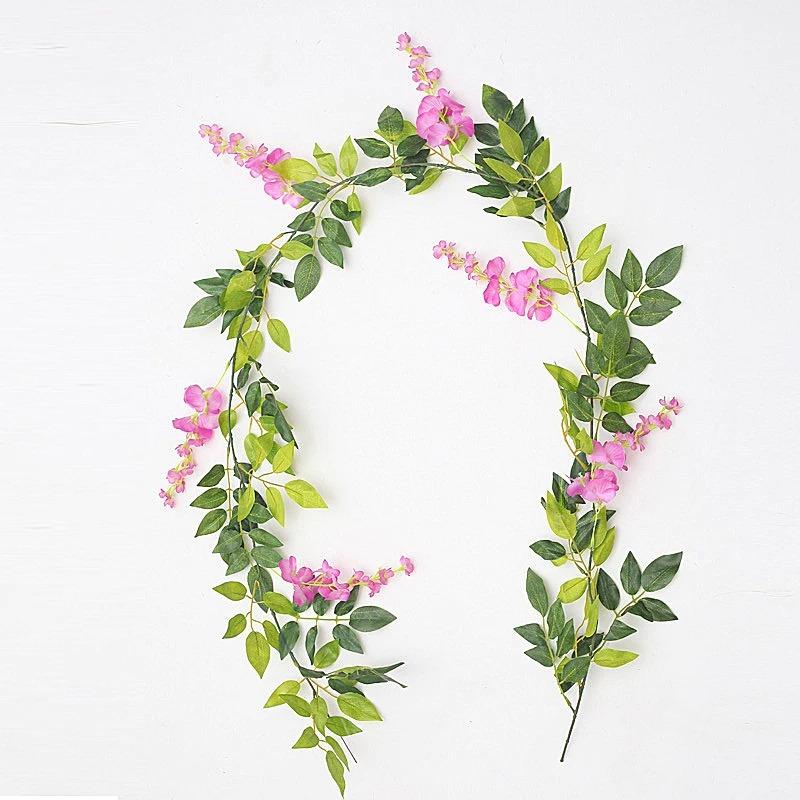 

2M гирлянда из виноградной лозы, шелковый подвесной цветок, искусственные цветы глицинии для дома, сада, церемонии на открытом воздухе, свадебной арки, цветочное украшение