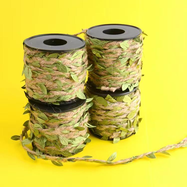 Jute Rope with Rattan Green Leaves for DIY Air Conditioner Pipe Decoration and Crafts