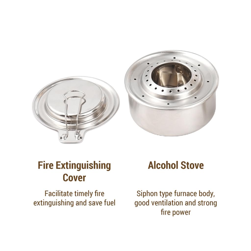 Alcohol Stove Stainless Steel Portable Alcohol Burner Stove with Fire Extinguishing Lid for Outdoor Camping