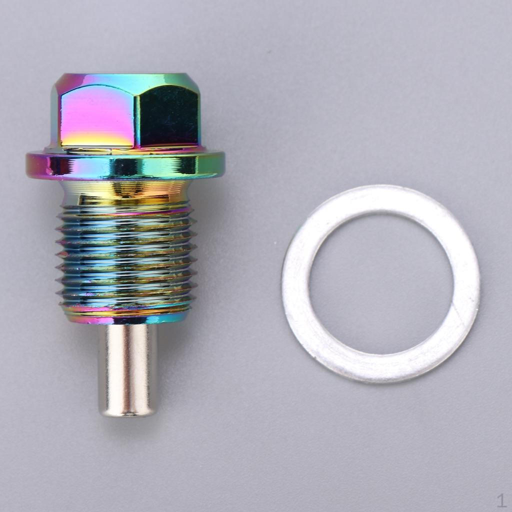 Anodized Engine Oil Pan Drain Sump Filter Adsorb Plug Bolt with Washer