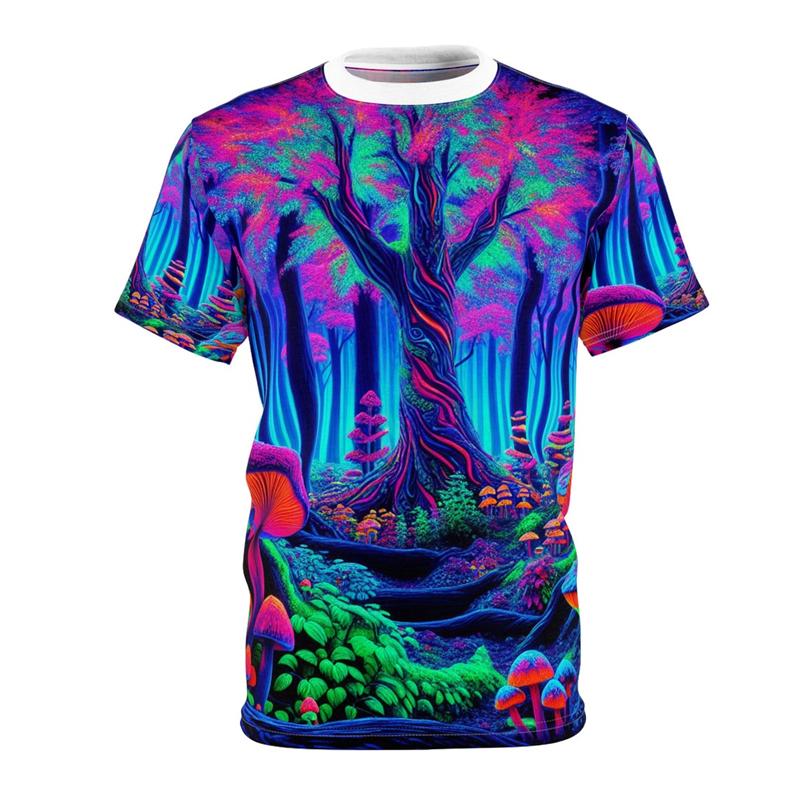 Psychedelic Mushroom Streetwear Tee For Men Harajuku Fashion Short Sleeve T Shirt 3D Print Graffiti Personality Colorful Tops