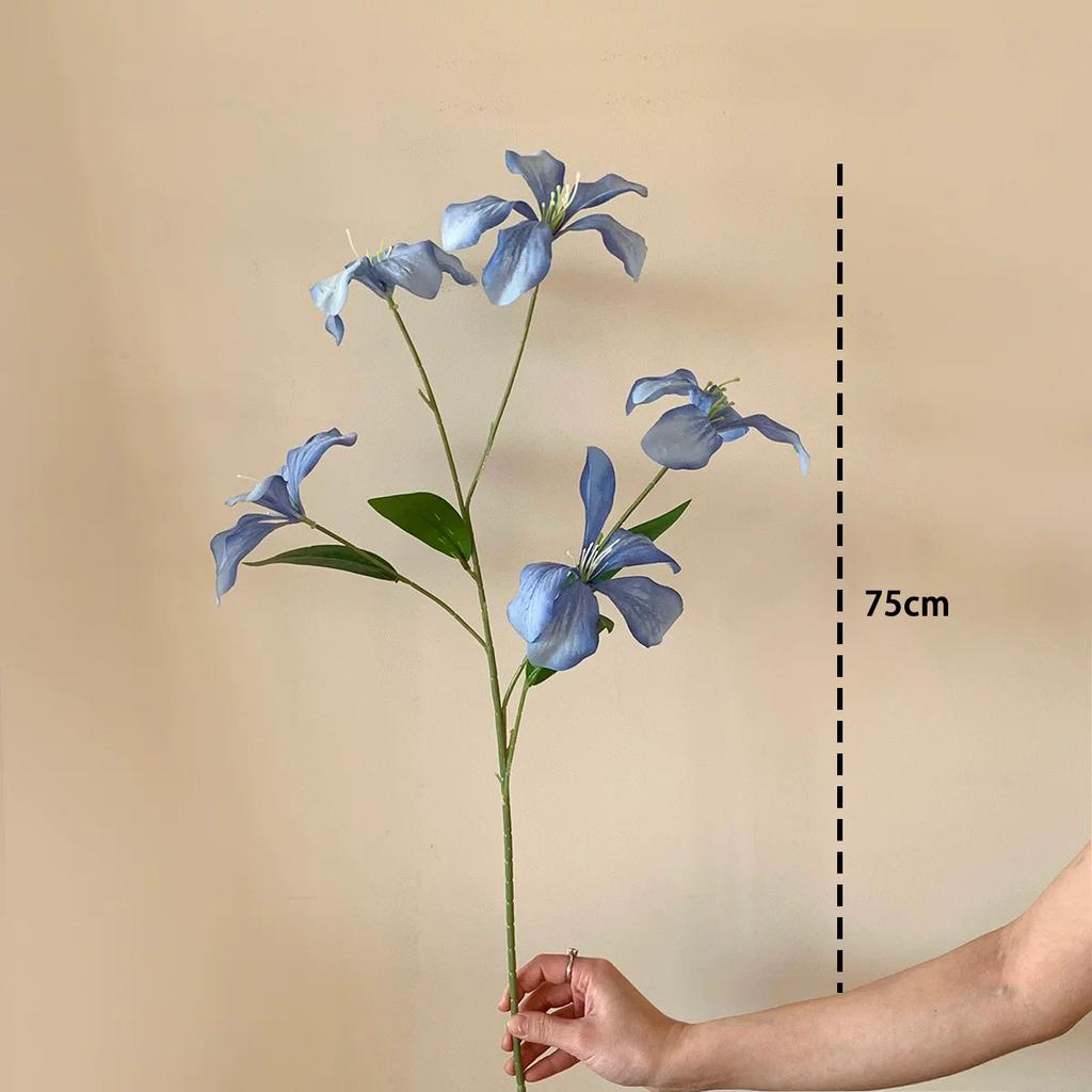 3PCS Blue Fowers Artificial Bauhinia Light Blue Large Artificial Flowers Arrangement for Decoration Wedding Home