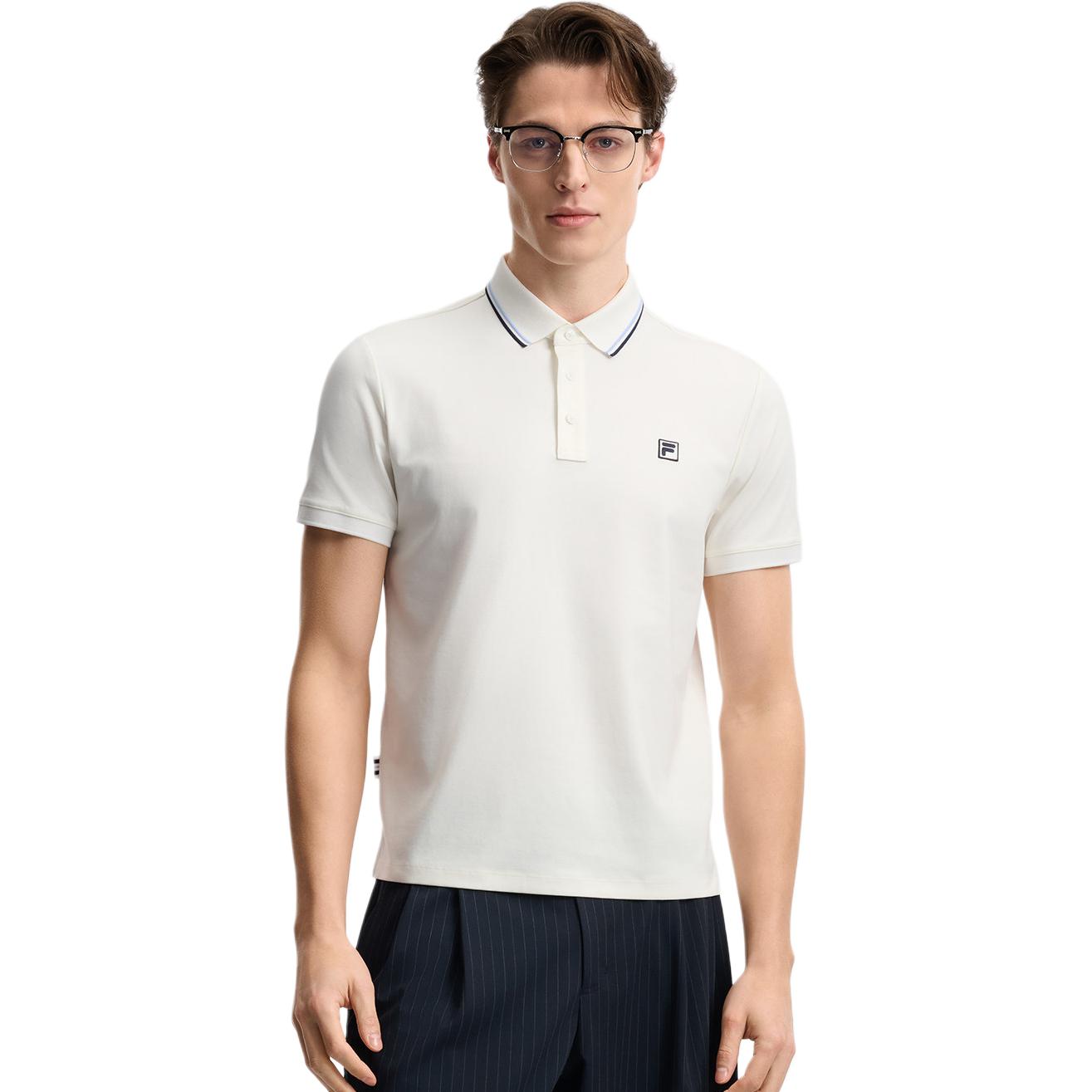 FILA Heritage Cool Feel Pullover Knit Polo Shirt Men tops F11M628110F-WT L