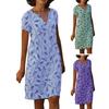 Women's Summer T Shirt Dress Casual Floral Print V Neck Short Sleeve Mini Dress Loose Beach Vacation Sundress