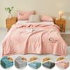 Ultra-Light & Airy Summer-Months Blanket-Throw Suitable For Master-Bedroom,Hotels,Outdoor Heat-Reducing Quilt, Plain-Color Washed Cottoncooling