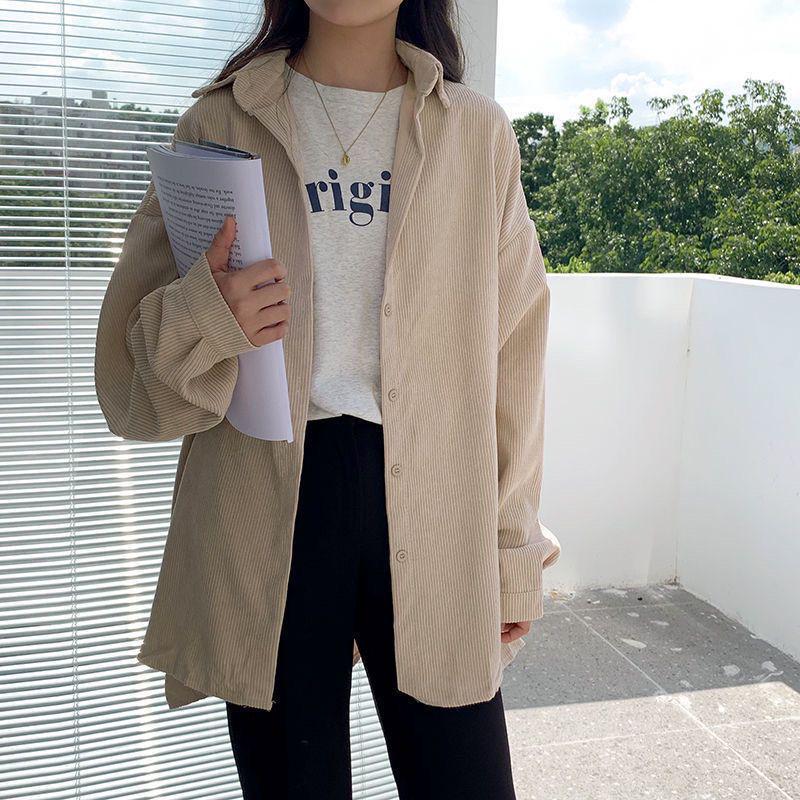 Women's Mid-Length Corduroy Jacket - Gentle Spring/Autumn 2022 Style