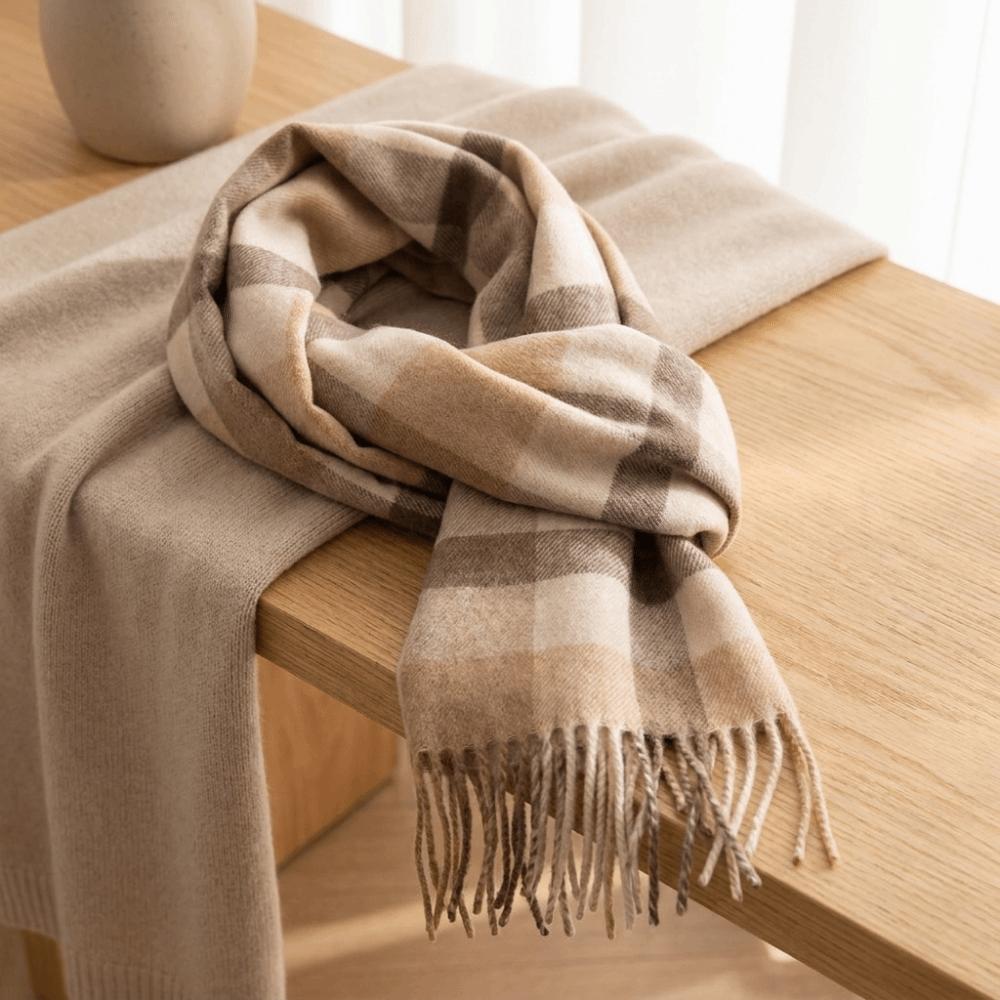 Thickened Plaid Scarf Double-Sided Unisex Scarf Shawl Imitation Cashmere Scarf Outdoor Wear