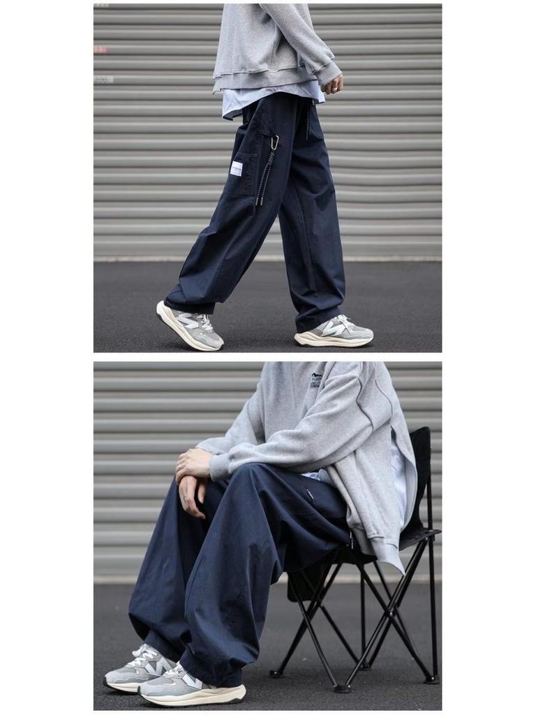 Herren Cargo-Hose im japanischen Stil: Lockere Passform, Gerades Bein, Weites Bein für Frühling & Herbst