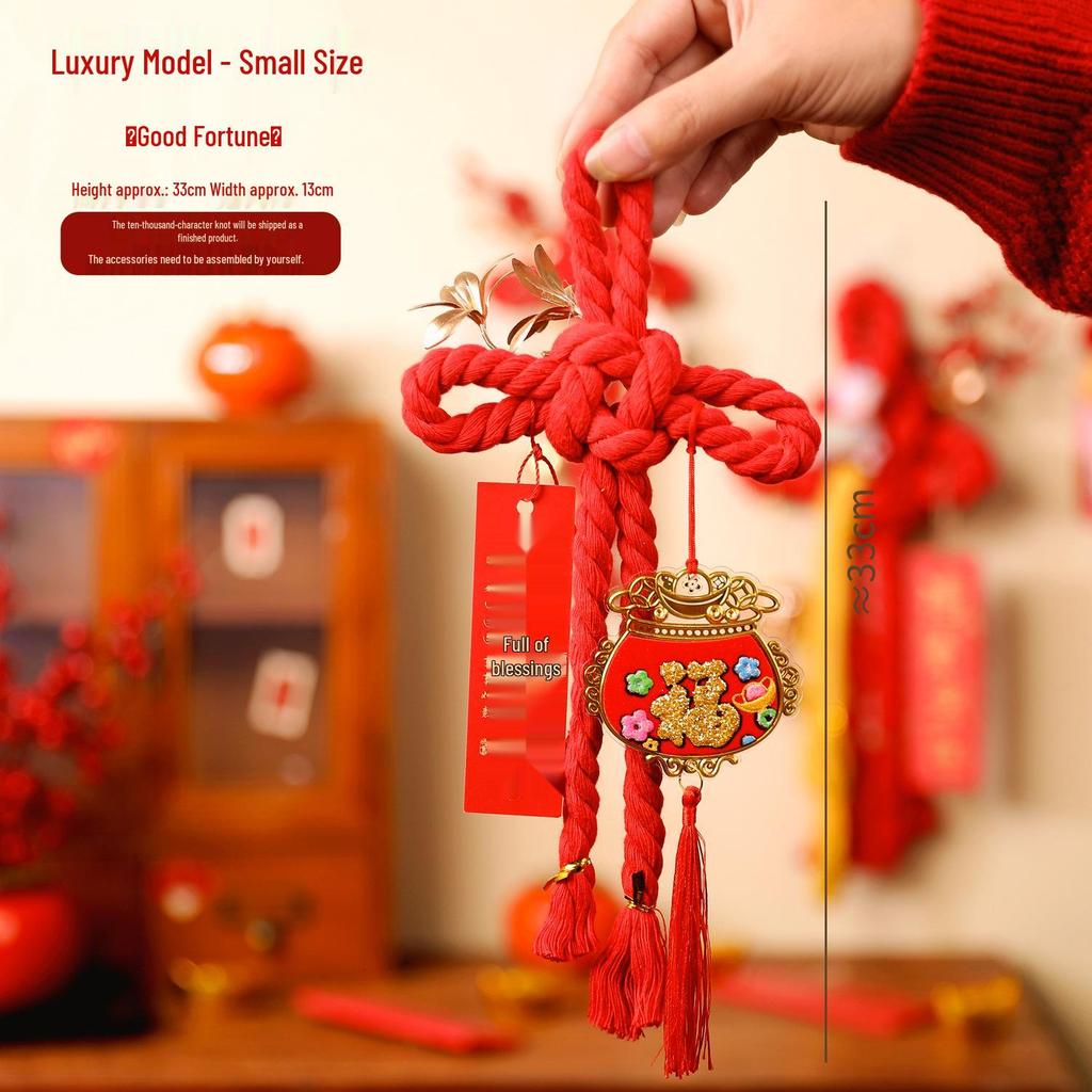 2026 Year of the Horse Spring Festival Chinese Knot Door Hanger - Wanzi Knot Ornament for Festive Atmosphere