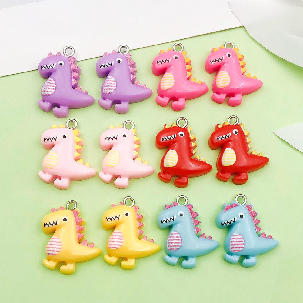 12 Mixed Colorful Resin Dinosaur Pendants for DIY Jewelry