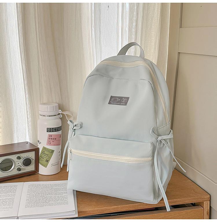 Schoolbag Simple and Versatile Ins Campus Style Backpack Female Solid Color Large Capacity High School Student Schoolbag Travel Computer Backpack