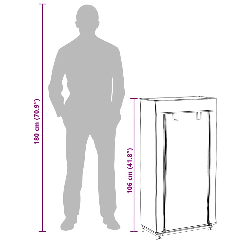 Shoe Cabinet with Cover Cream White 58 x 28 x 106 cm Fabric