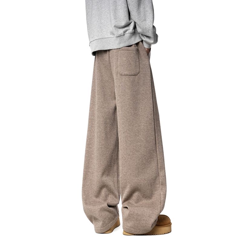 51 Hip-Hop Oversized Trendy Brand Solid Color Loose Fleece-Lined Casual Long Pants Men's American Style Lazy Versatile Straight-Leg Pants