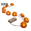 Seasonal Festival Embellishments 10FT LED Chrysanthemum String Light, Battery Operated Artificial Marigold Garland Realistic Flower Shape Lamps Fairy