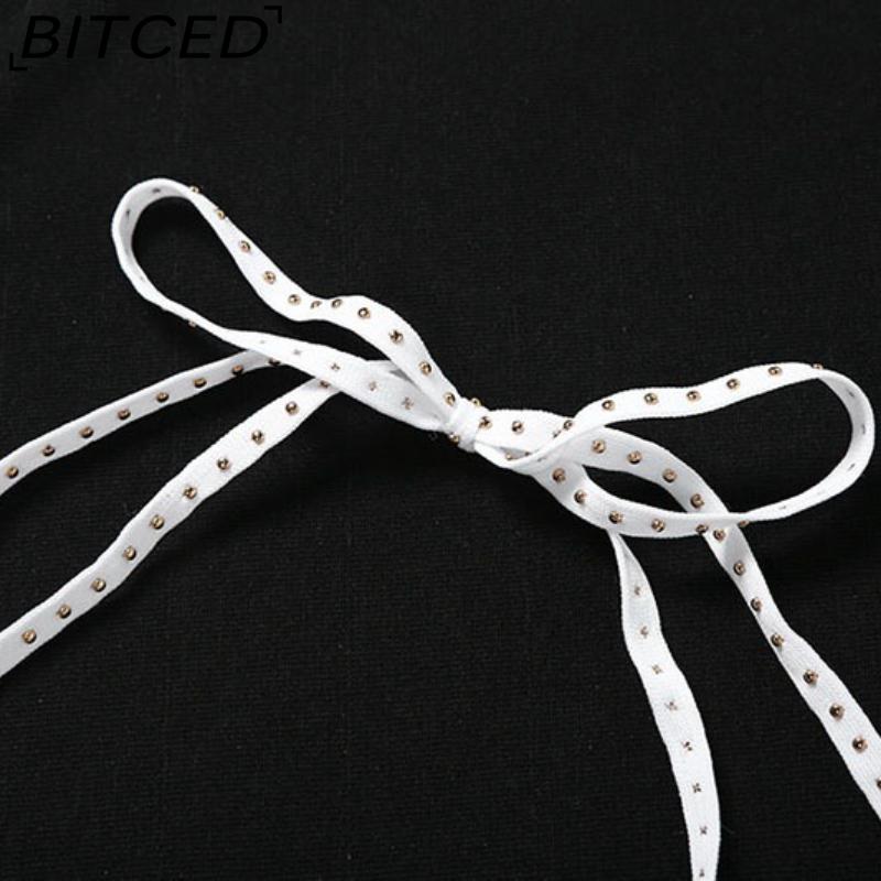 BITCED Spring/Summer Women's Versatile Solid-Colour Fleece-Lined Halter Neck Tie-Front Sexy Bandeau Top