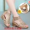 Real Soft Leather Roman Sandals Women's Summer 2025 New Soft-soled Mother Shoes Fashionable Outer Wear Women's Sandals Wedge Heel Women's Shoes