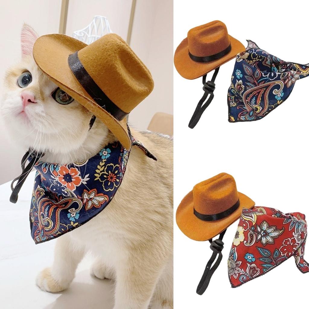 Pet Cowboy Hat, Western Headwear For Cats & Small Dogs (Photo Prop)