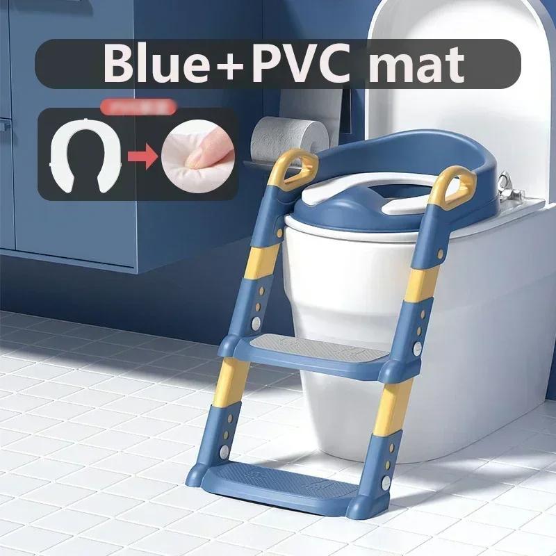 

Складна стійка для дитячого туалету Східна табуретка Сходовий стиль Дитячий туалет Хлопчик і дівчинкаДитяче кільце для сидіння для сходинок Дитячий туалет-горщик PVC Mat синій