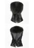 Plus Size Faux Fur Vest with Faux Fox Fur Collar - European and American Style