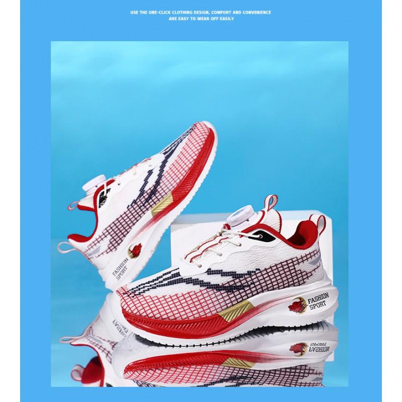Kids Running Shoes Boys Lightweight Breathable Mesh With Carbon Plate Support Non-Slip Wear-Resistant Outdoor Indoor Sport
