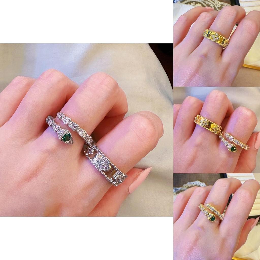 Elegant Green Snake Bamboo Ring For Women Adjustable Accessory Fashion