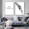 Black and White Love Holding Hands Canvas Painting Nordic Posters and Prints Wall Art Pictures Living Room Family Home Decor