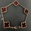 Exquisites Vierblättriges Kleeblatt Armband für Damen Fünf-Blüten Armband Zweiseitiges Natürliches Weißes Perlmutt und Karneol Armband