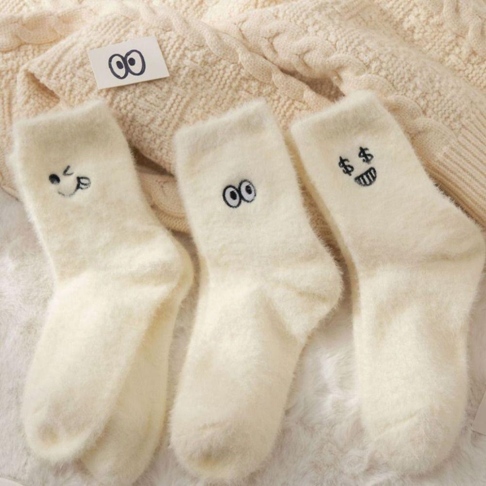5Pairs Cartoon Plush Socks Soft Sleeping Socks Women Cute Thicken Warm Socks  Fall Winter
