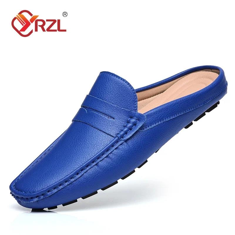 

Loafers Men Handmade Summer Slip on Half Shoes for Men Non Slip Slippers Casual Comfortable Breathable Man Sandals 46 сапфірове скло синього кольору кольору