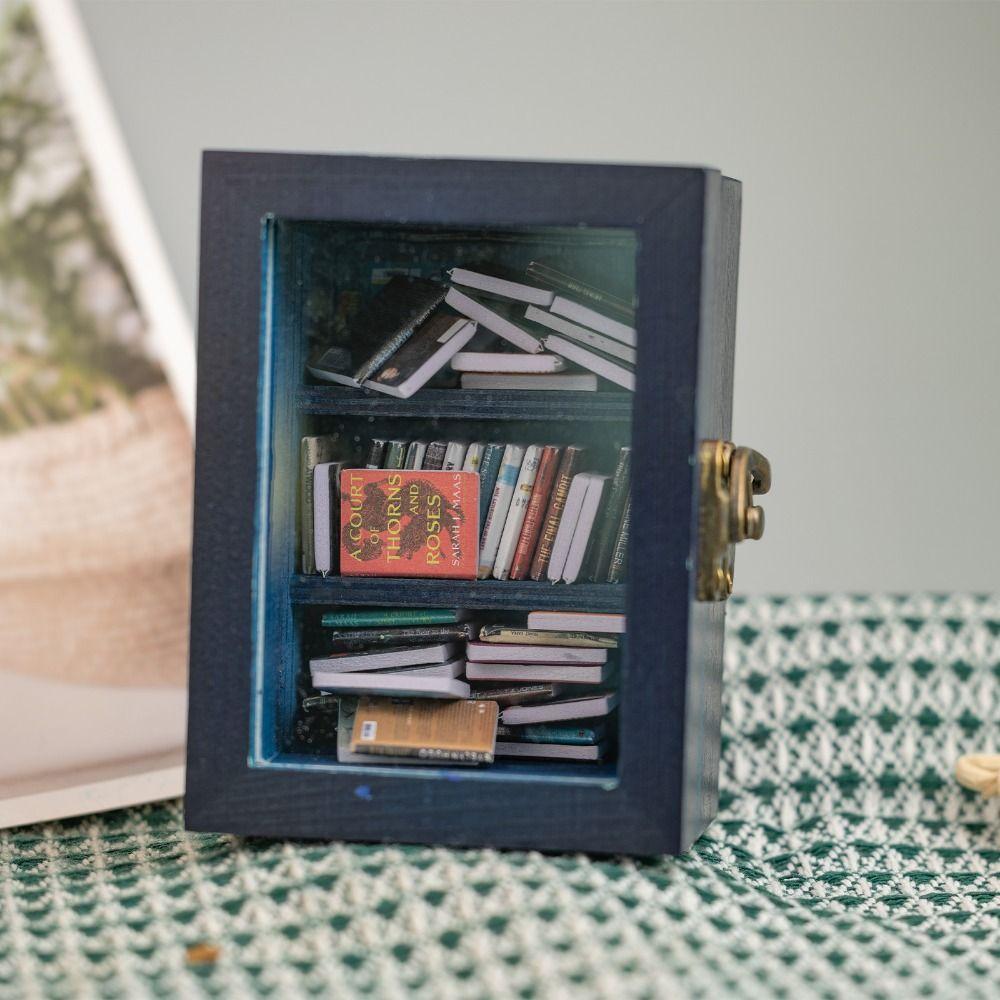 Creative Ornament Miniature Bookshelf Home Decoration Tiny Book Library  Bookshelf Decor