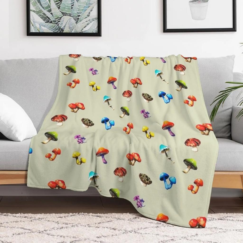 BOTW Mushrooms Throw Blanket Stain Resistant Cozy Warm Blanket