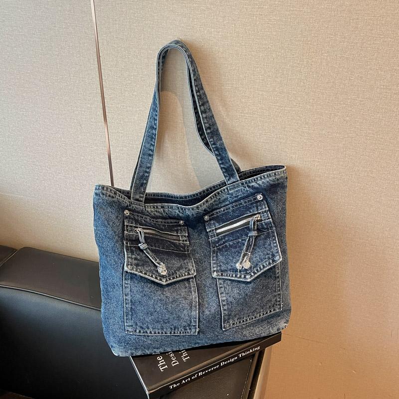 Large Capacity Denim Bag Women's Tote Bag Vintage Shoulder Crossbody Bag