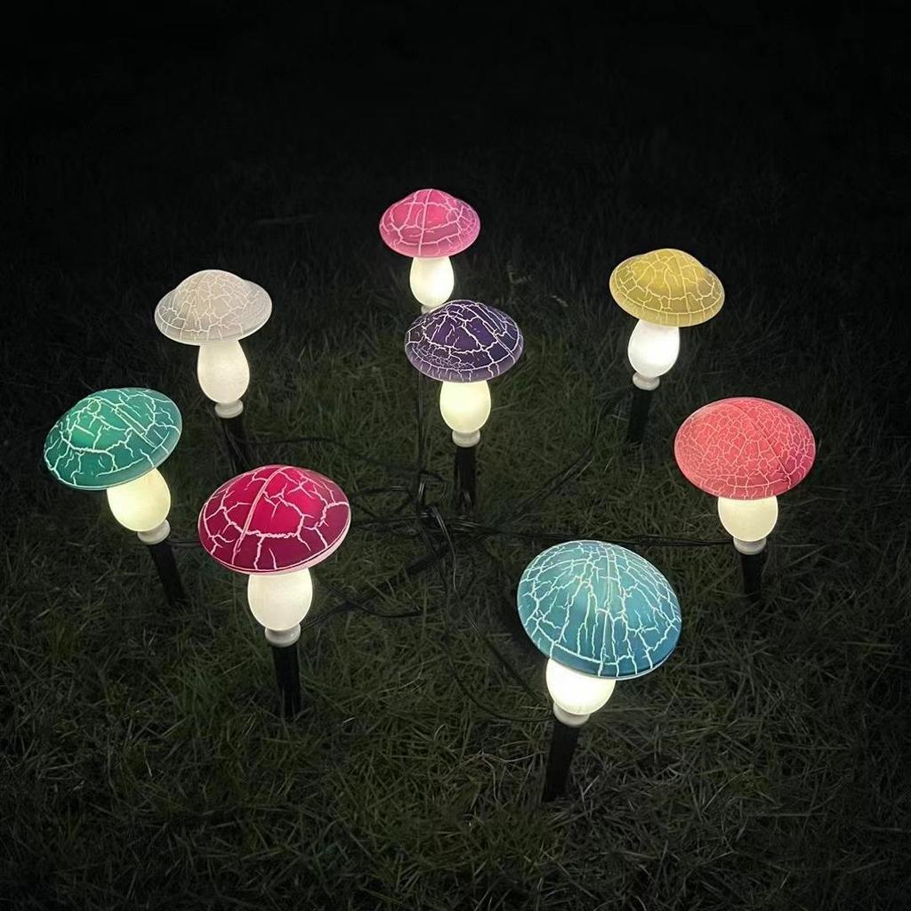 Solar Crackle Waterproof High Brightness Outdoor Mushroom Lamp for Courtyard and Lawn Decoration