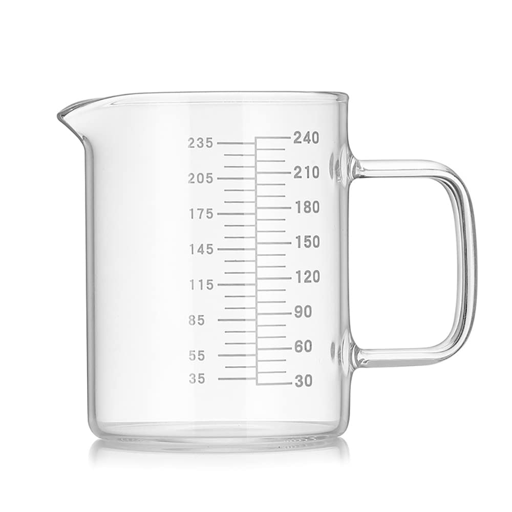 240ml Measuring Glass Espresso Measuring Cup Measuring Glass with Markings and Handle Shot Glass Measuring Cup Heat-Resistant Glass Thickened Glass