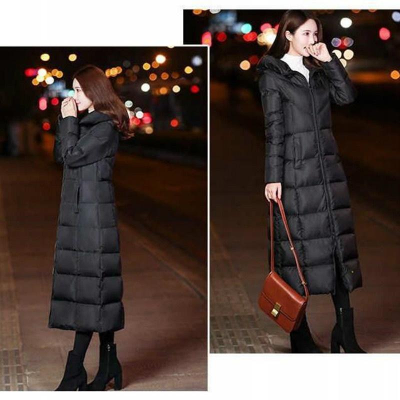 Women Long Puffer Coat Jacket Hooded Padded Quilted Parka Outerwear Winter Warmer
