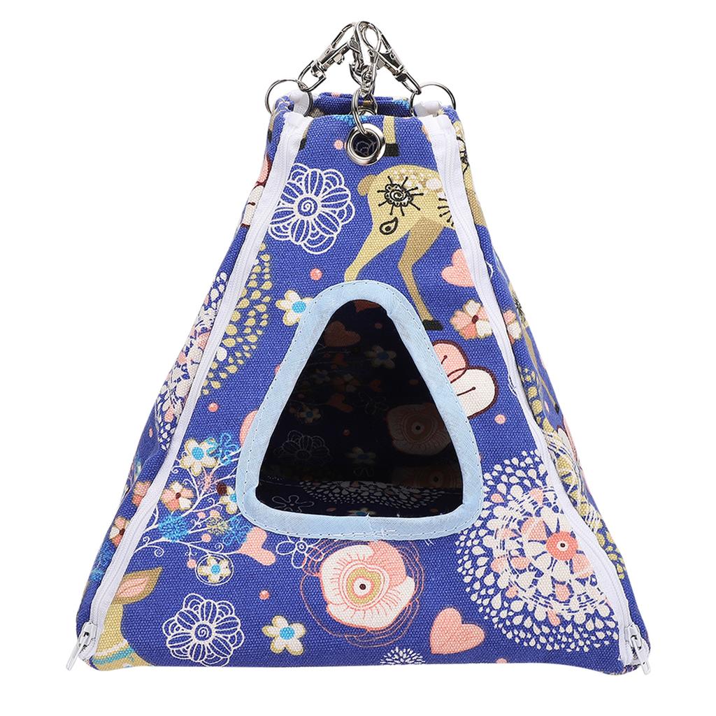 Small Pets Hammock Tent Hanging Bed Toy Detachable Washable for Sugar Glider Hamster Blue Flower Seasmall