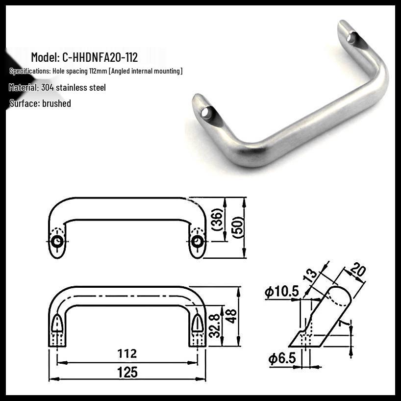 304 Stainless Steel Heavy-Duty Bow-Shaped Surface-Mounted Door Handle
