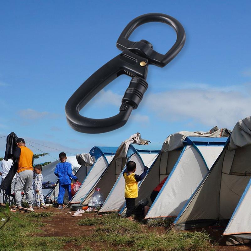 1Pc Outdoor D-Type Buckle Auto Locking Carabiner With Swivel Rotating Ring