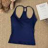 Women's Gray Strappy Tank Top with Chest Pads - Summer Cover for Armpit Fat, Beautiful Back - Perfect Base Layer for Spring and Autumn