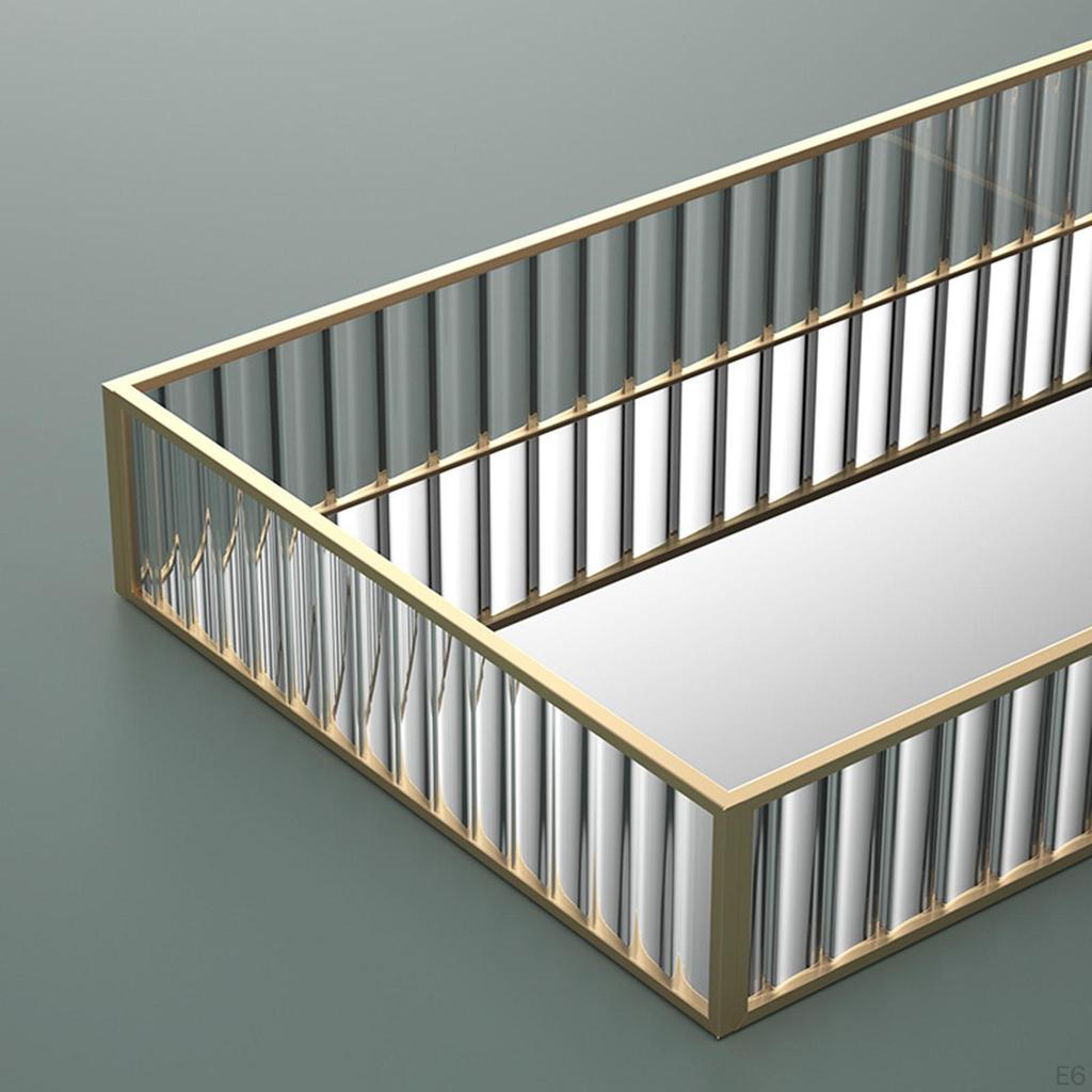 Beautiful Mirrored Tray with Side Rails, Elegant Vanity Mirror Bars