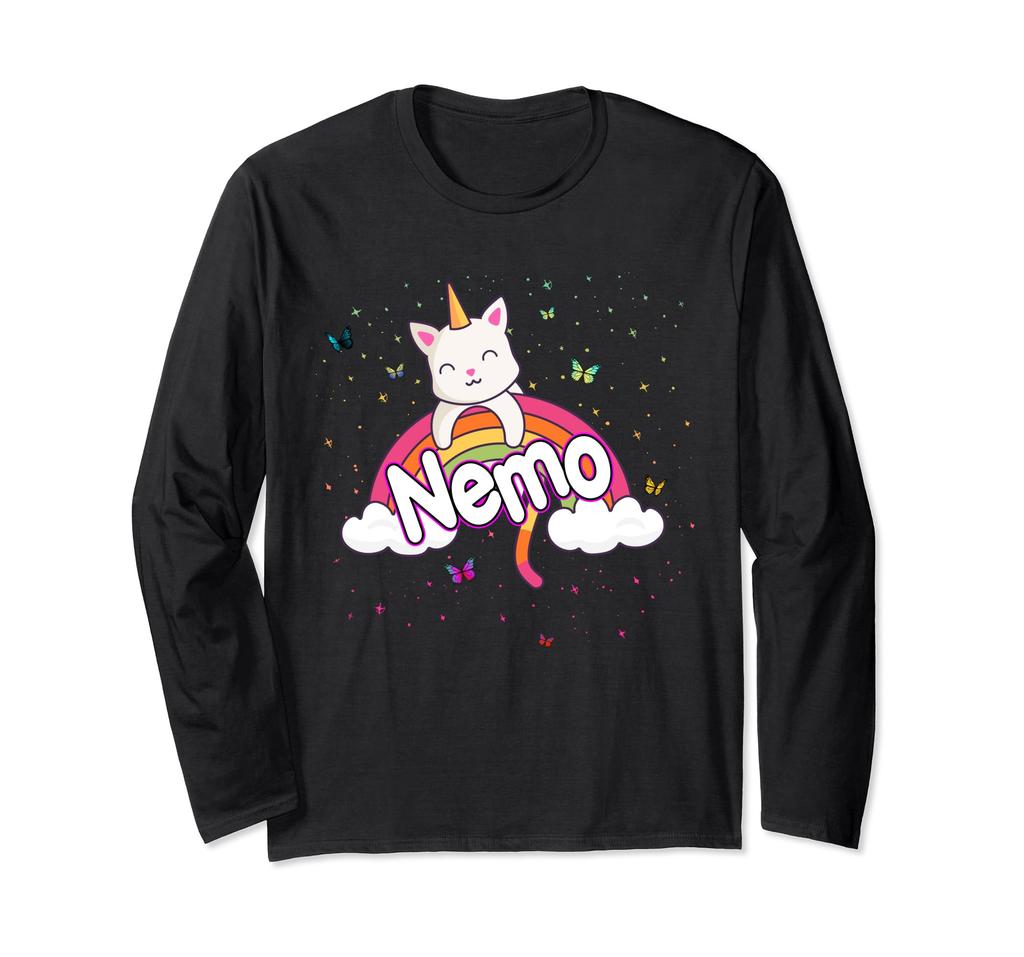 NEMO - Cute Boy's Name with Beautiful Caticorn Long Sleeve T-Shirt