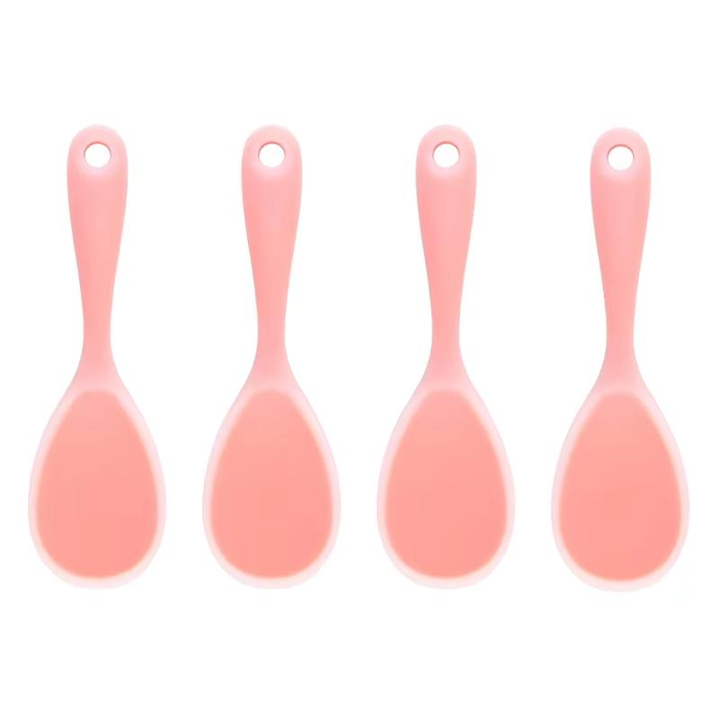 2/4Pcs No-Stick Silicone Rice Spoon Heat Resistant Silicone Rice Paddle Food Rice Shovel Cooking Supplies Soft Rice Server Tools