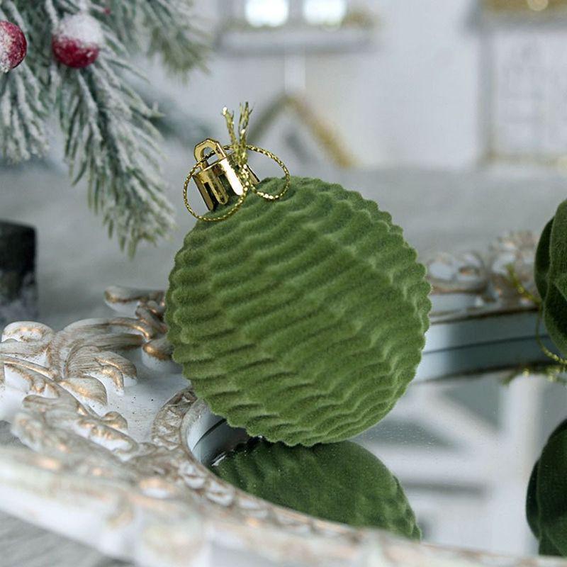 48PCS Plastic Flocked Christmas Ball 7 Colors Suspensable Christmas Tree Balls 4/6/8cm Xmas Baubles Home